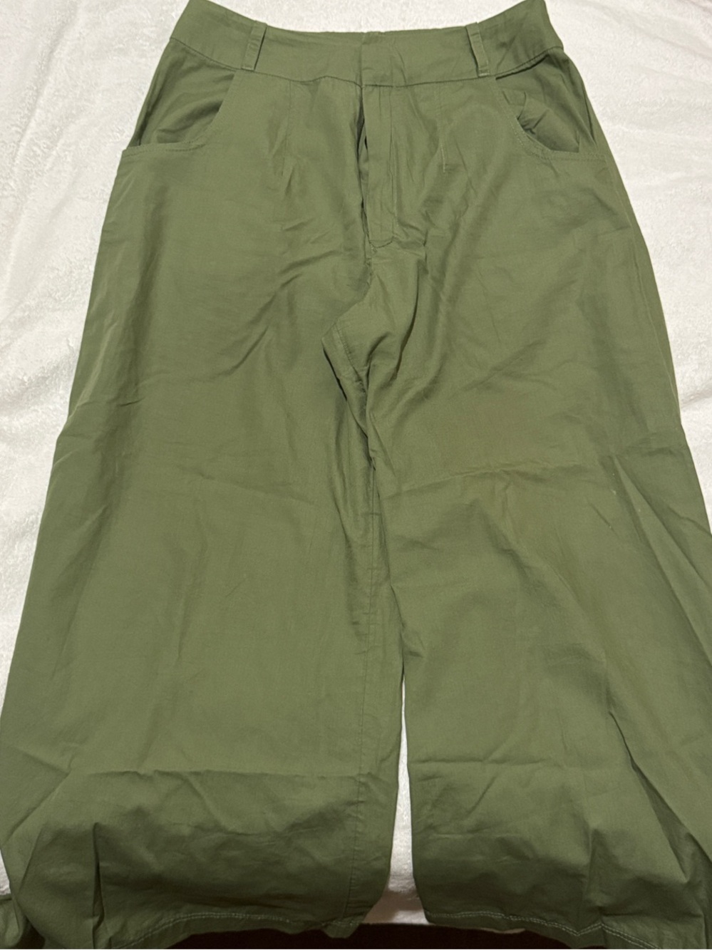 Free People Olive Green Wide-Leg Pants